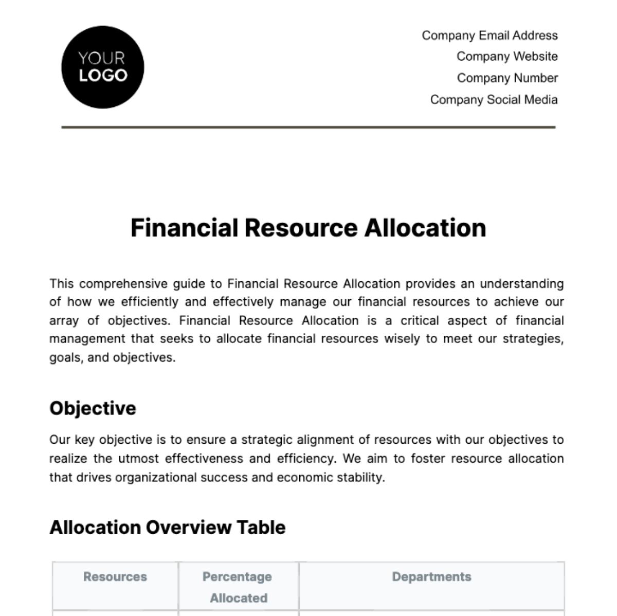 Financial Resource Allocation Template