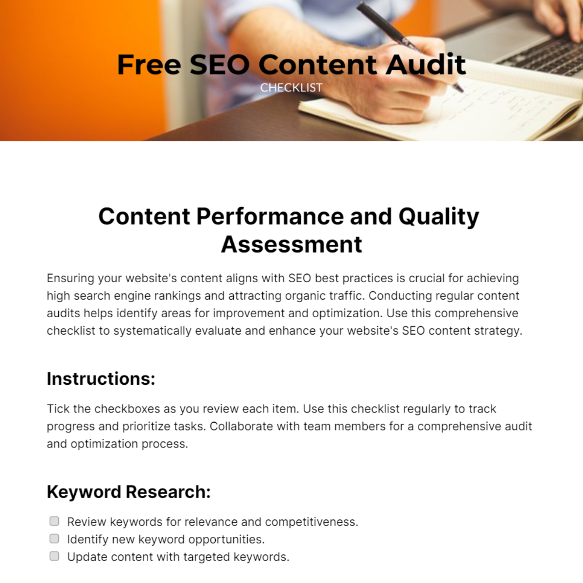 SEO Content Audit Checklist Template