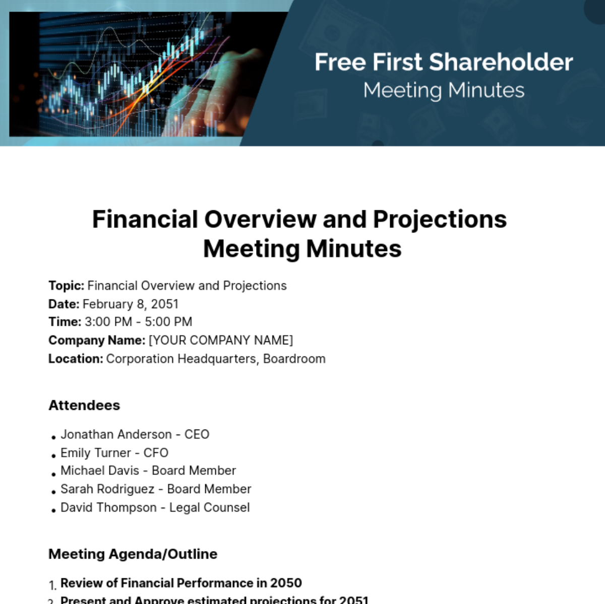 First Shareholder Meeting Minutes  Template