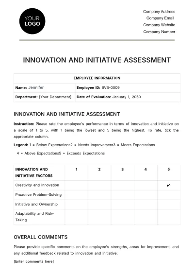 Free Innovation & Initiative Assessment HR Template to Edit Online
