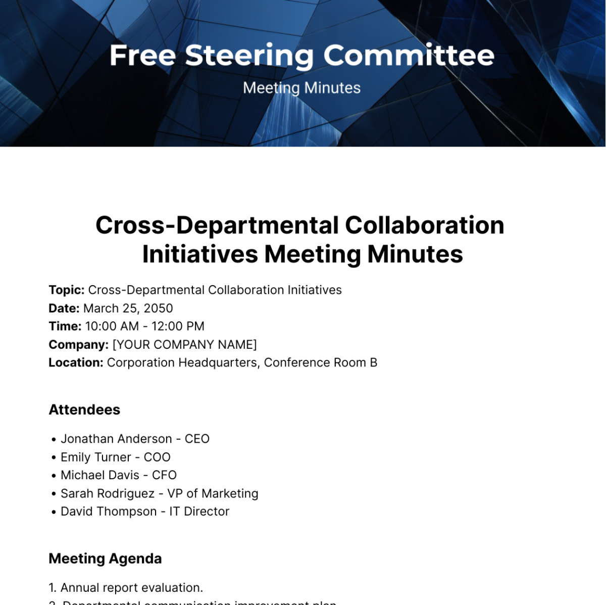 Steering Committee Meeting Minutes  Template