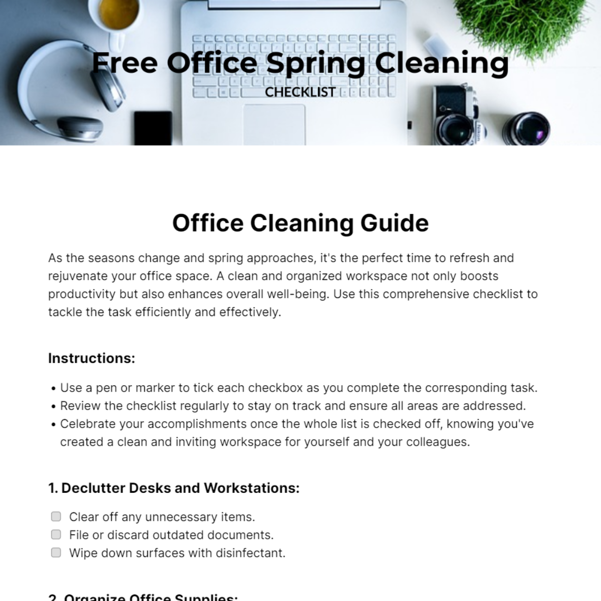 Office Spring Cleaning Checklist Template