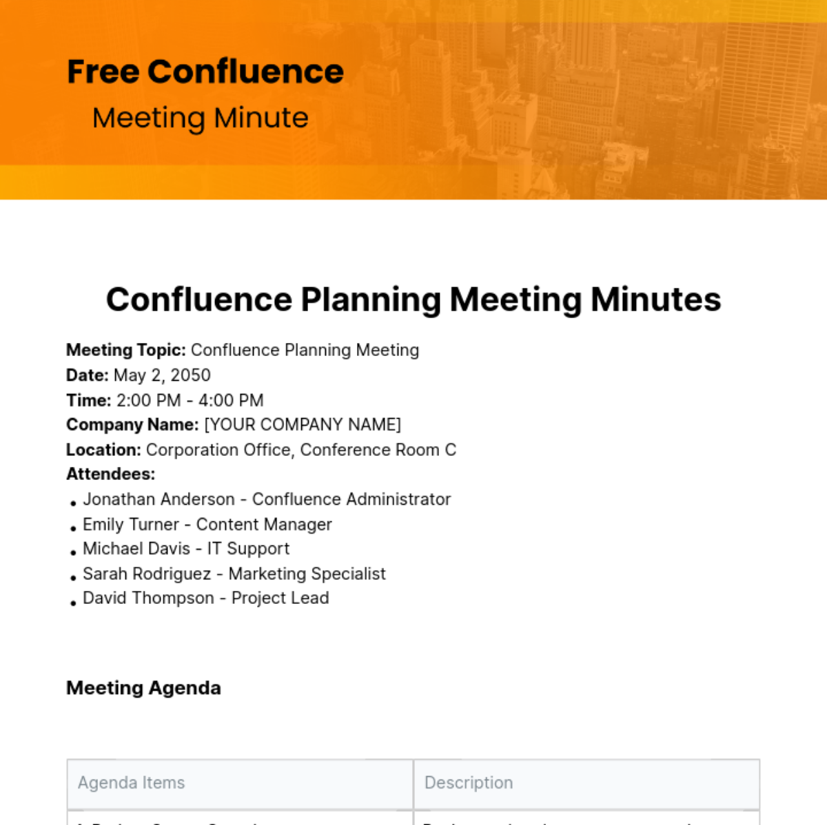 Confluence Meeting Minutes  Template