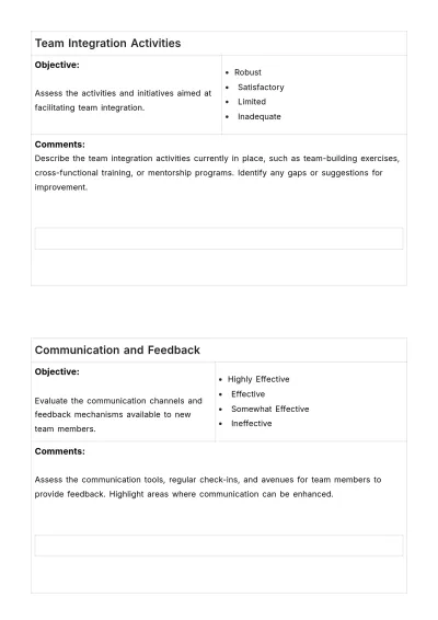 Free Team Integration Assessment HR Template to Edit Online