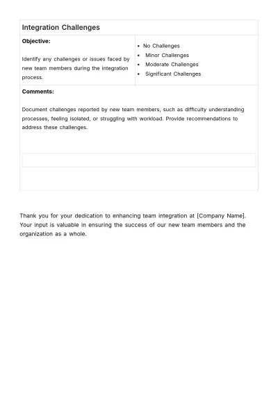 Free Team Integration Assessment HR Template to Edit Online