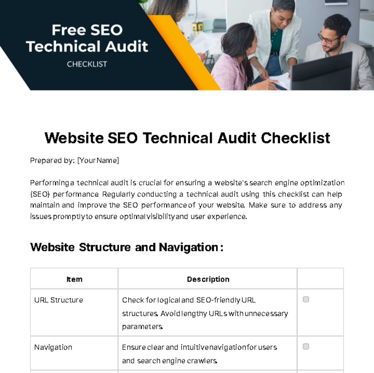 SEO Technical Audit Checklist Template