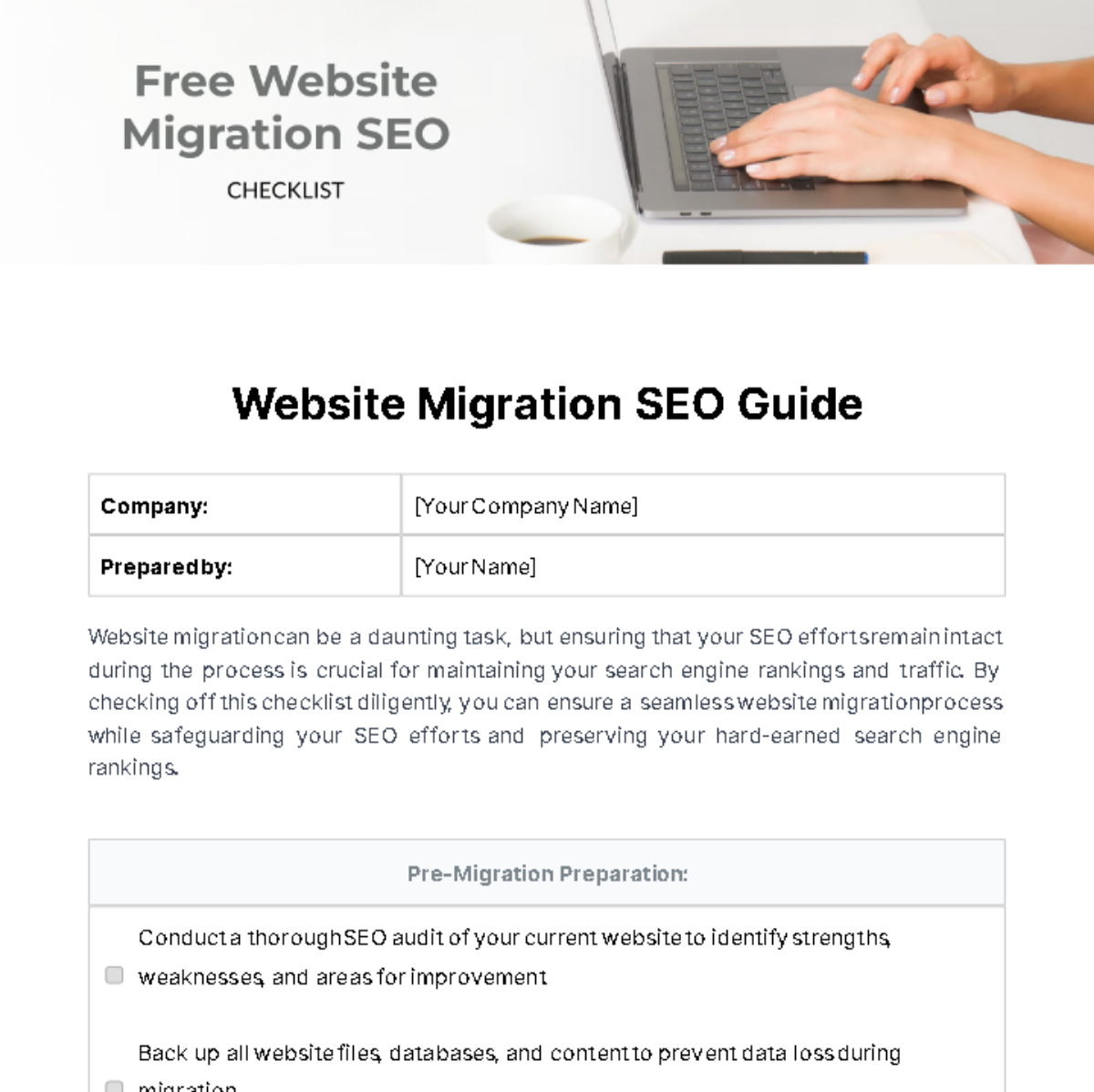 Website Migration SEO Checklist Template
