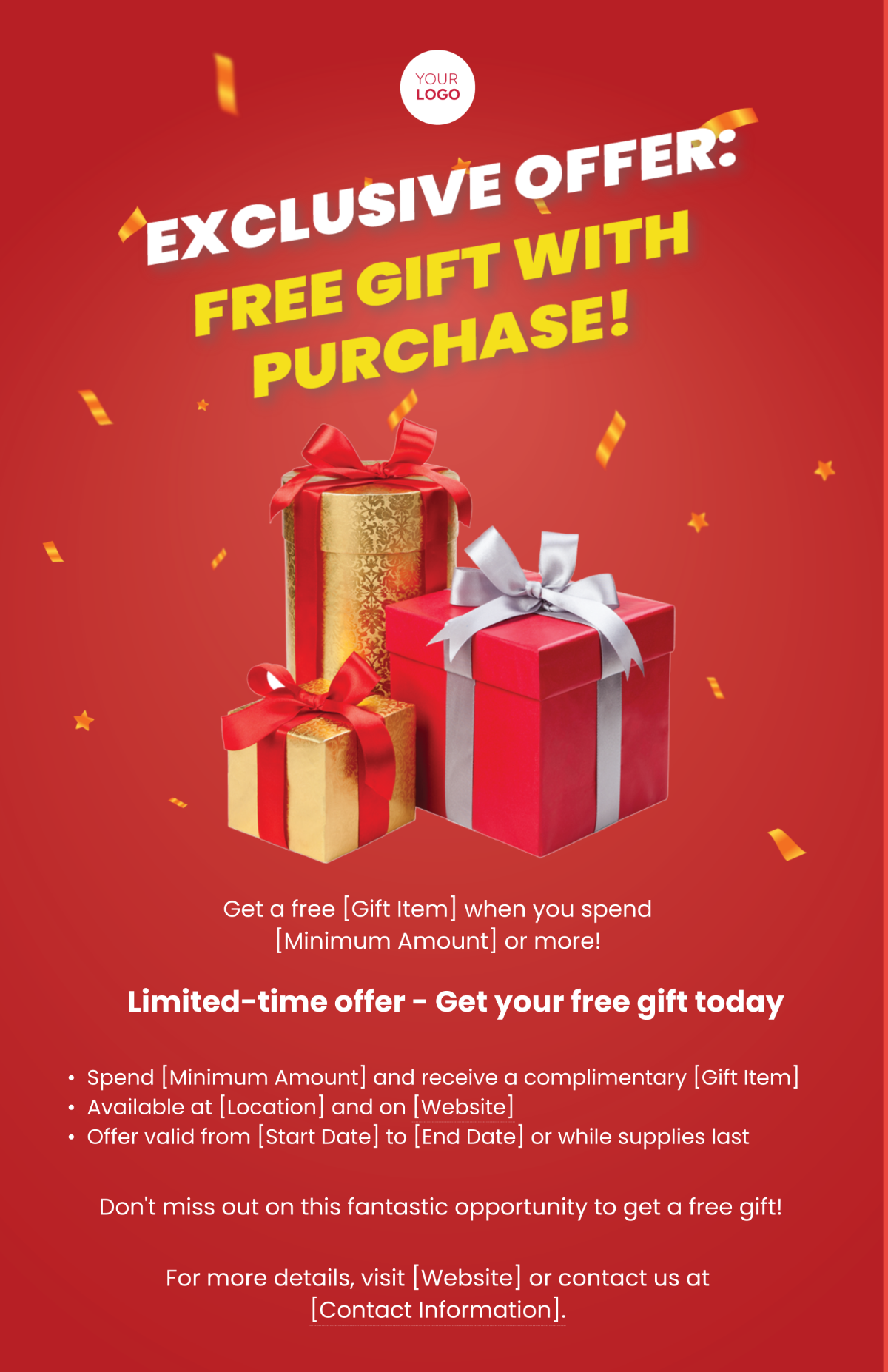 Sales Free Gift with Purchase Poster Template
