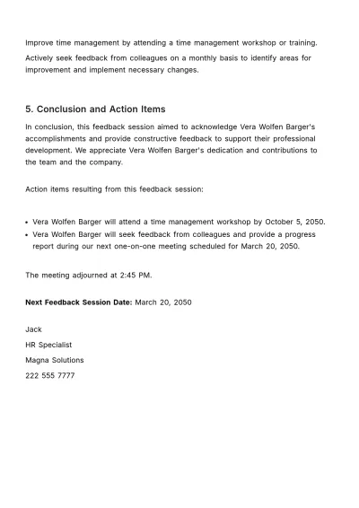 Free Open Feedback Session Minute HR Template to Edit Online