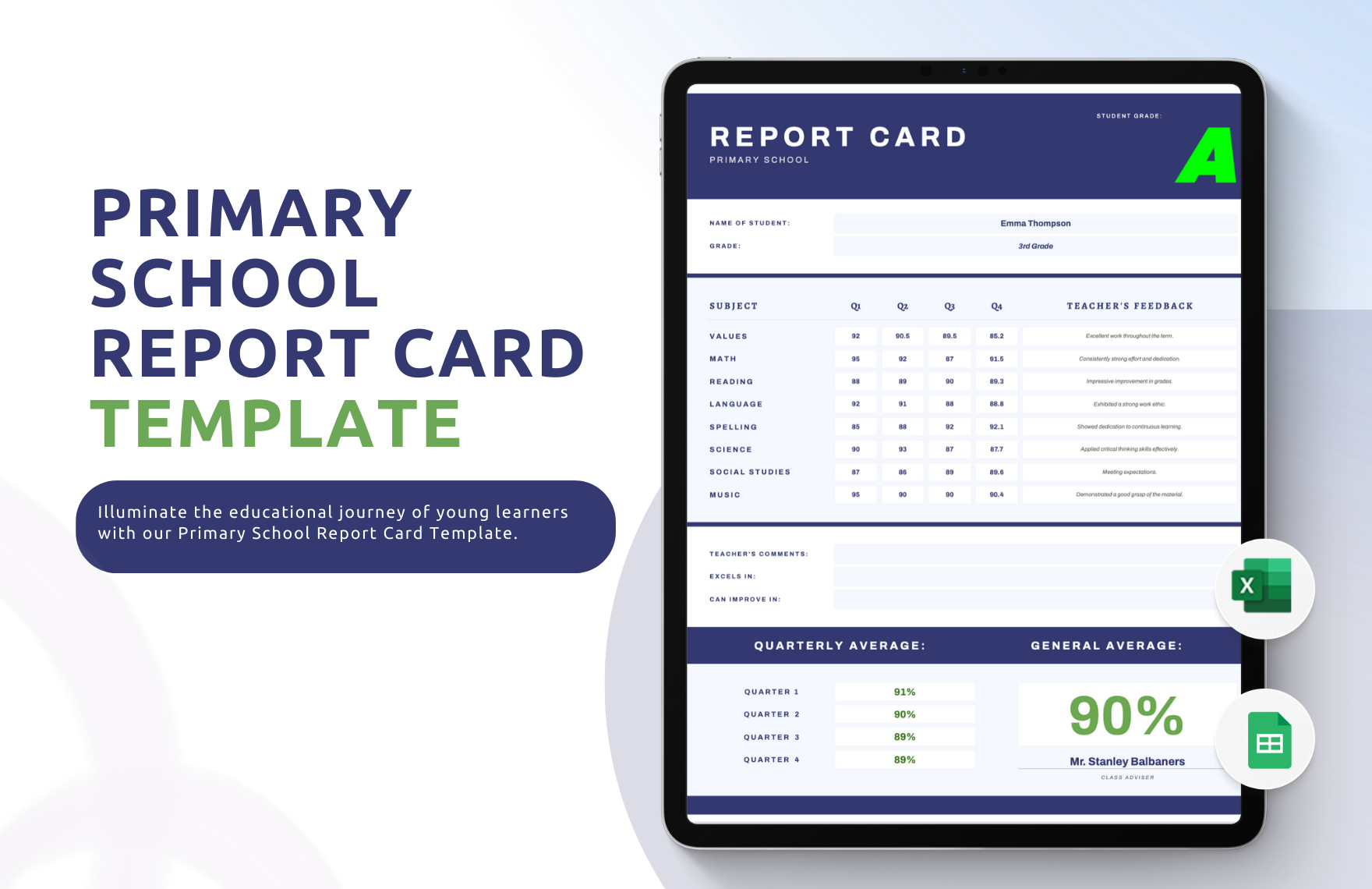 Primary School Report Card Template