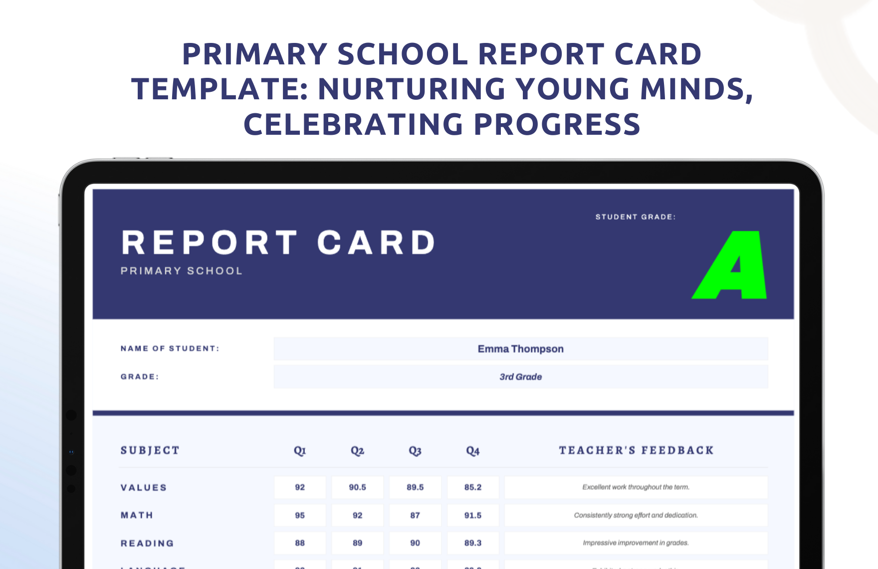 Primary School Report Card Template