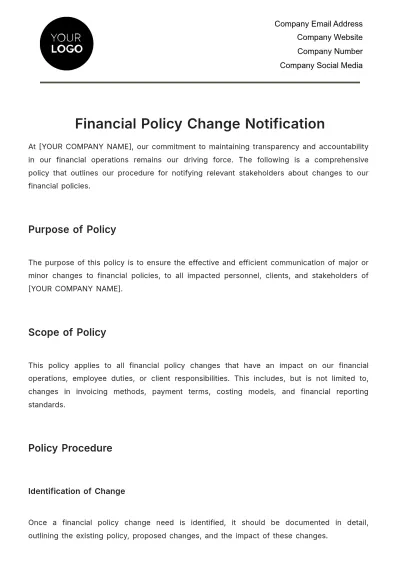 Free Financial Policy Change Notification Template to Edit Online