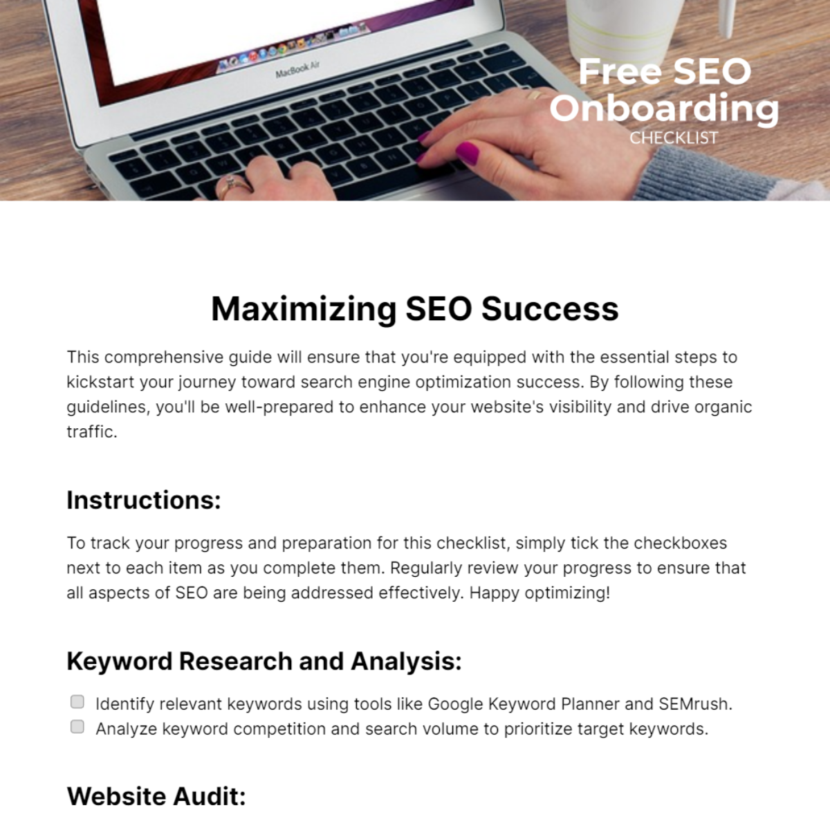 SEO Onboarding Checklist Template