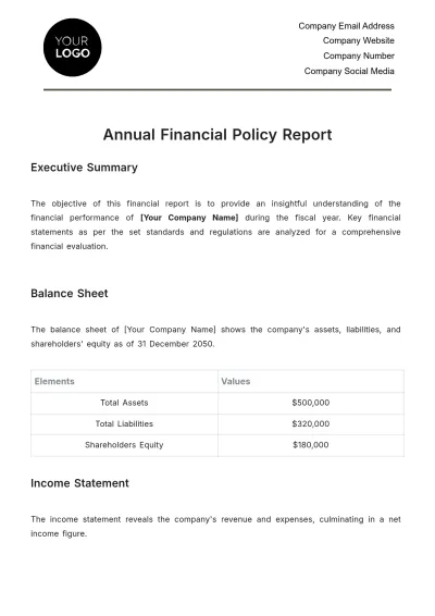 Free Annual Financial Policy Report Template to Edit Online