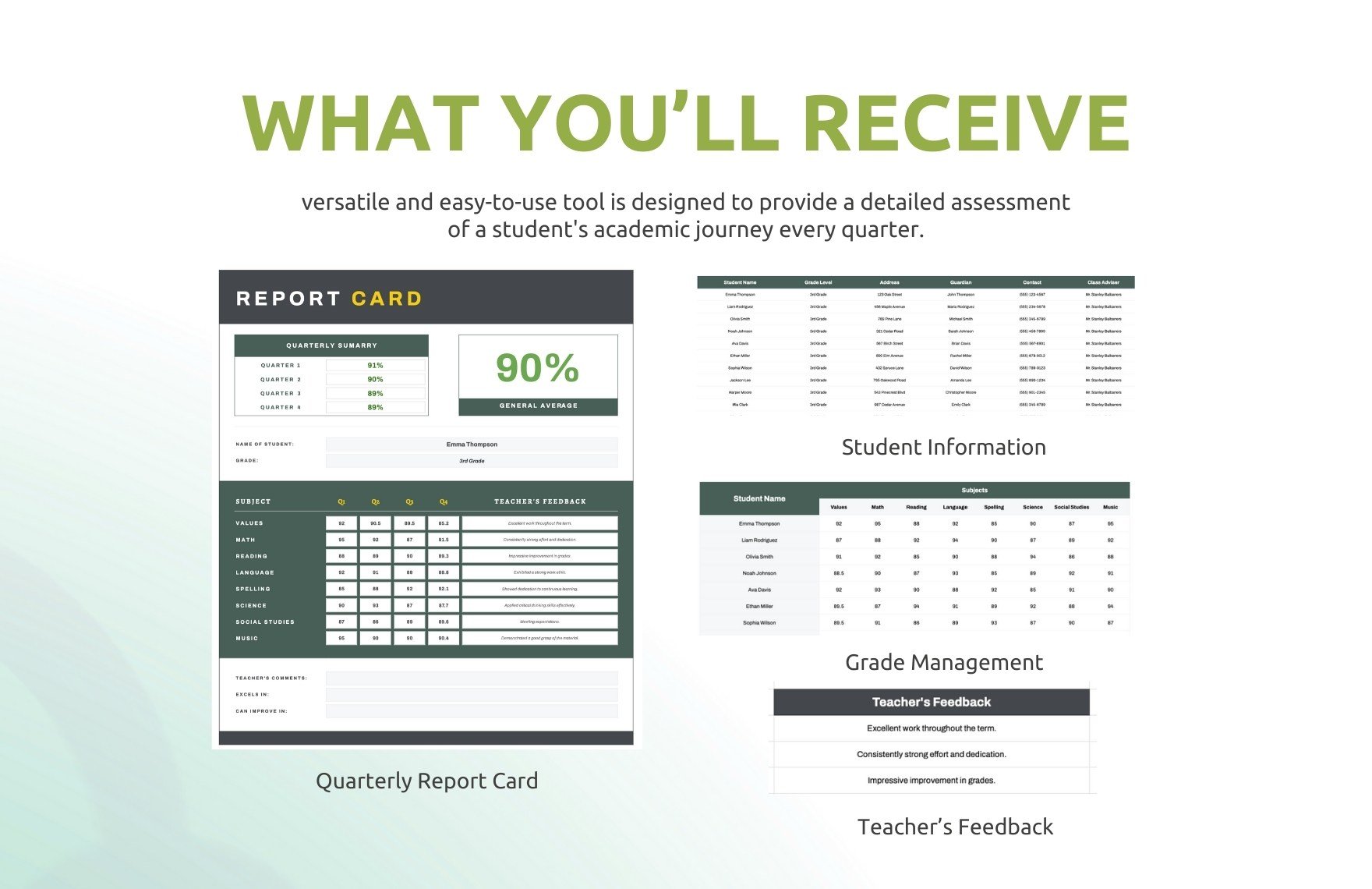 Quarterly Report Card Template