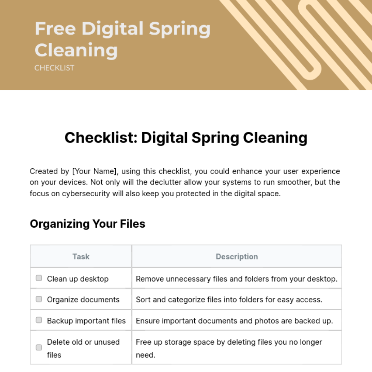 Digital Spring Cleaning Checklist Template