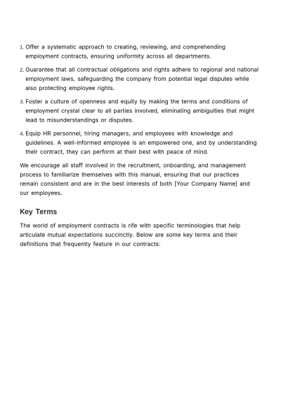 Free Comprehensive Employee Contract Manual HR Template to Edit Online