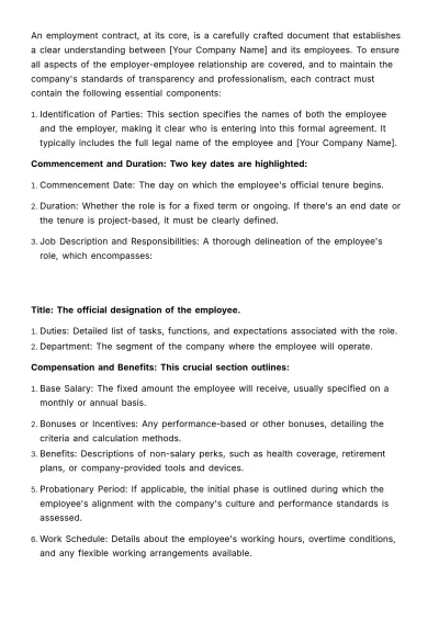 Free Comprehensive Employee Contract Manual HR Template to Edit Online