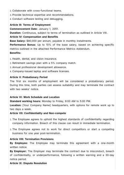 Free Comprehensive Employee Contract Manual HR Template to Edit Online