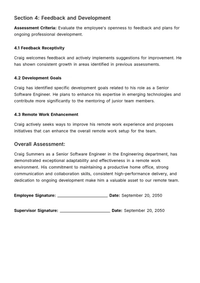 Free Remote Team Assessment HR Template to Edit Online