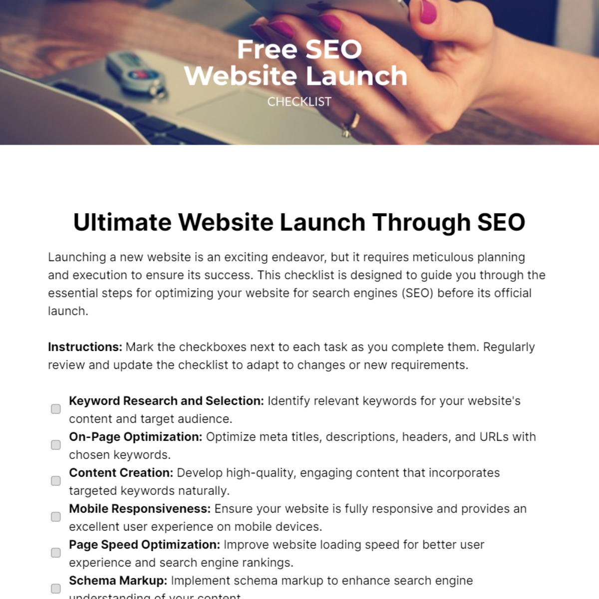 SEO Website Launch Checklist Template