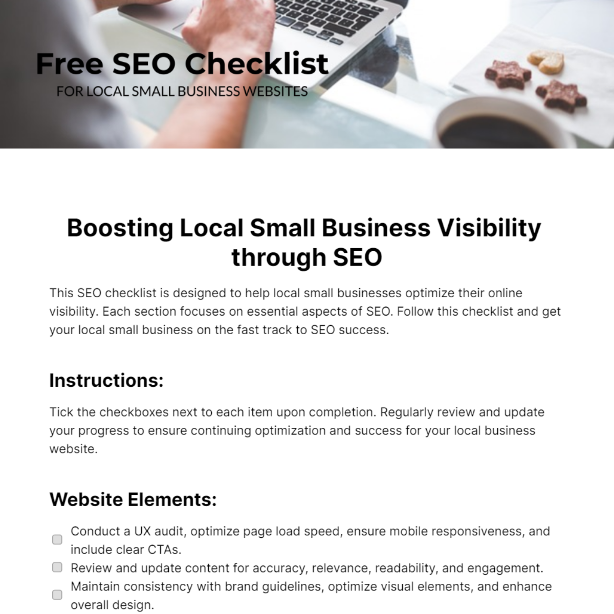 SEO Checklist For Local Small Business Websites Template