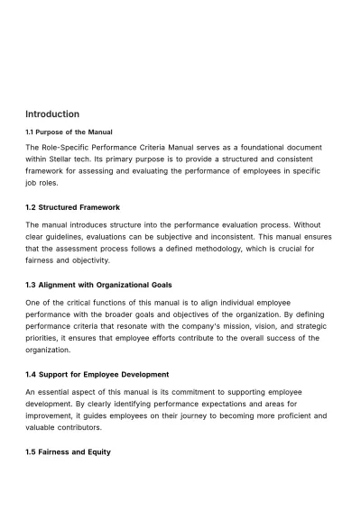 Free Role-specific Performance Criteria Manual HR Template to Edit Online