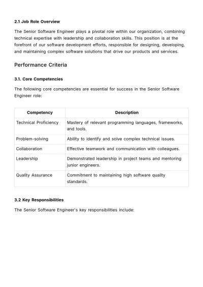 Free Role-specific Performance Criteria Manual HR Template to Edit Online