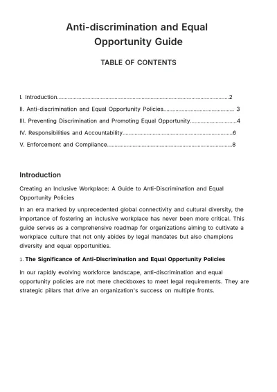 Free Anti-discrimination and Equal Opportunity Guide HR Template to Edit Online