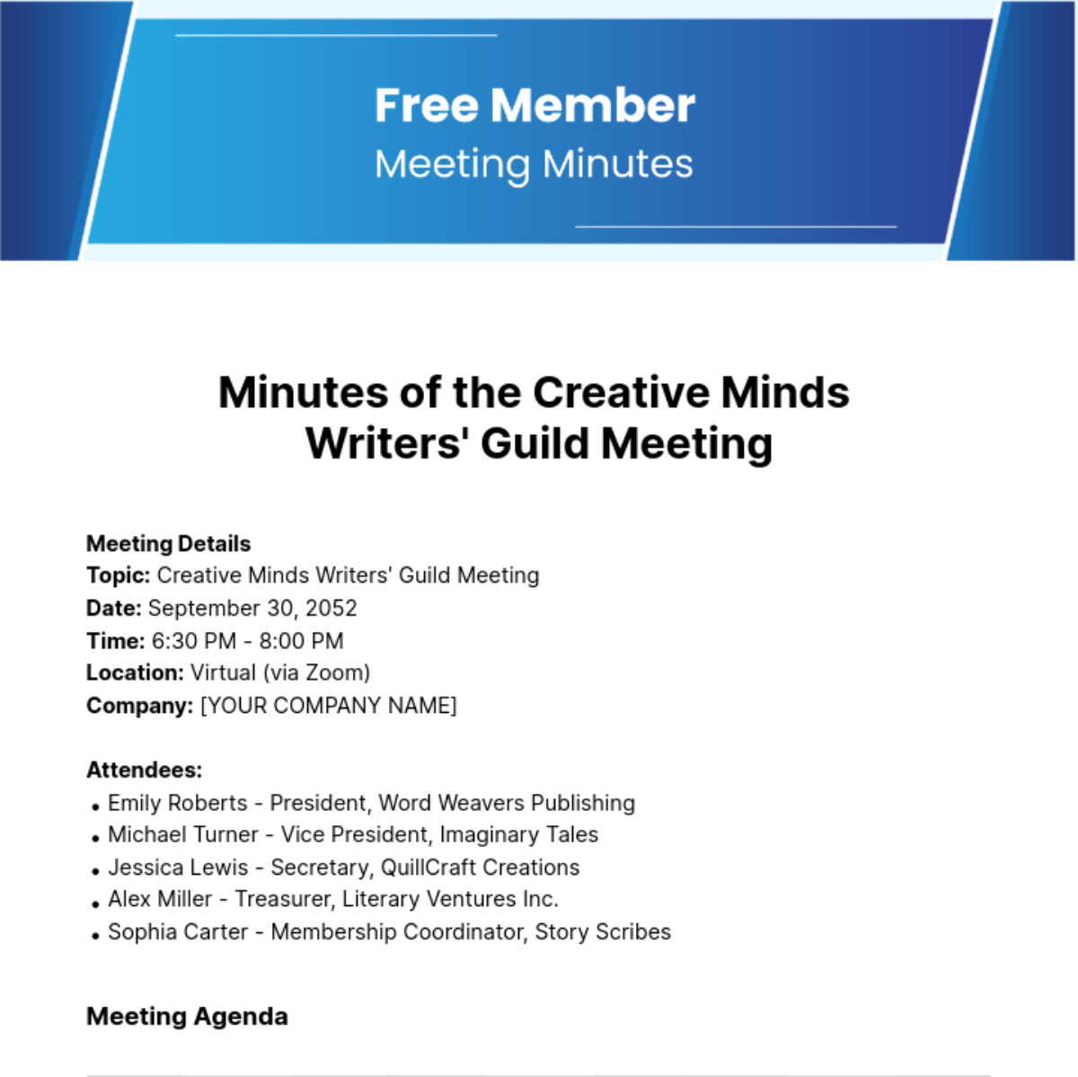 Member Meeting Minutes  Template