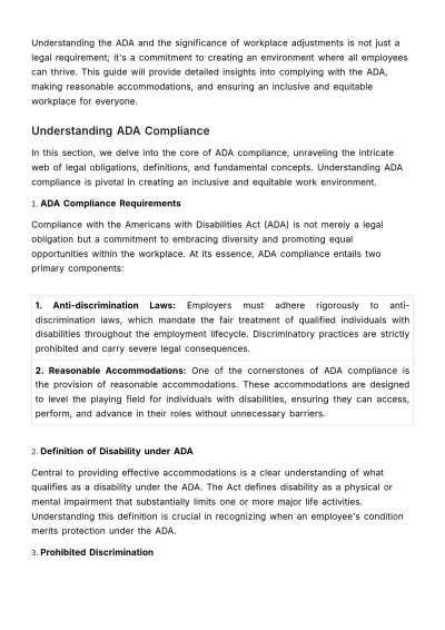 Free ADA (Americans with Disabilities Act) Workplace Adjustments Guide HR Template to Edit Online