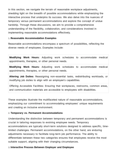 Free ADA (Americans with Disabilities Act) Workplace Adjustments Guide HR Template to Edit Online