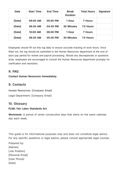 Free FLSA (Fair Labor Standards Act) Comprehensive Guide HR Template to Edit Online