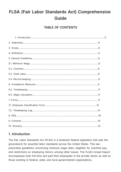 Free FLSA (Fair Labor Standards Act) Comprehensive Guide HR Template to Edit Online