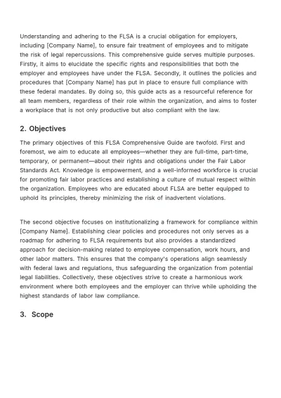 Free FLSA (Fair Labor Standards Act) Comprehensive Guide HR Template to Edit Online