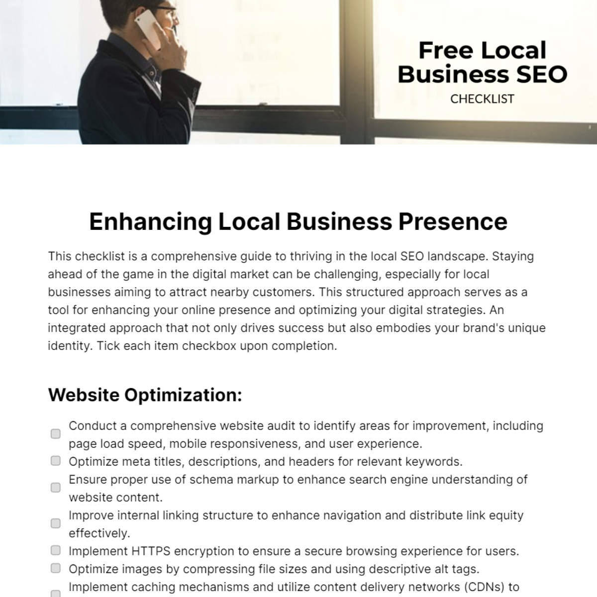 Free Local Business SEO Checklist Template