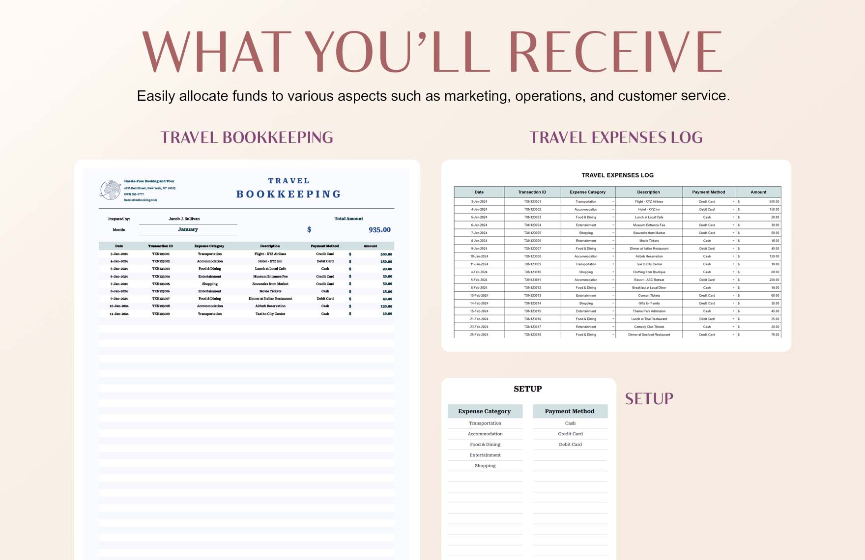Travel Bookkeeping Template