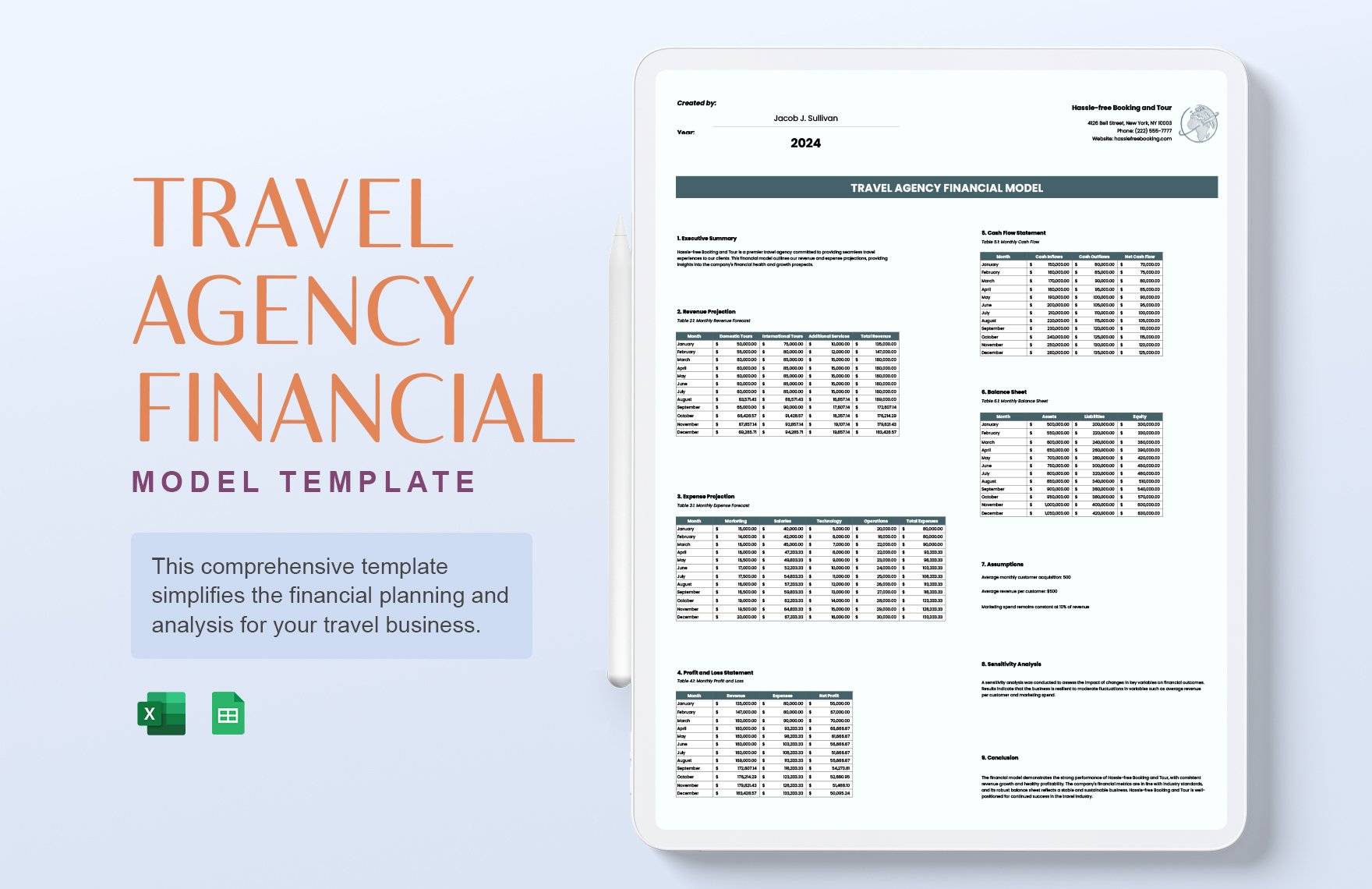 Travel Agency Financial Model Template