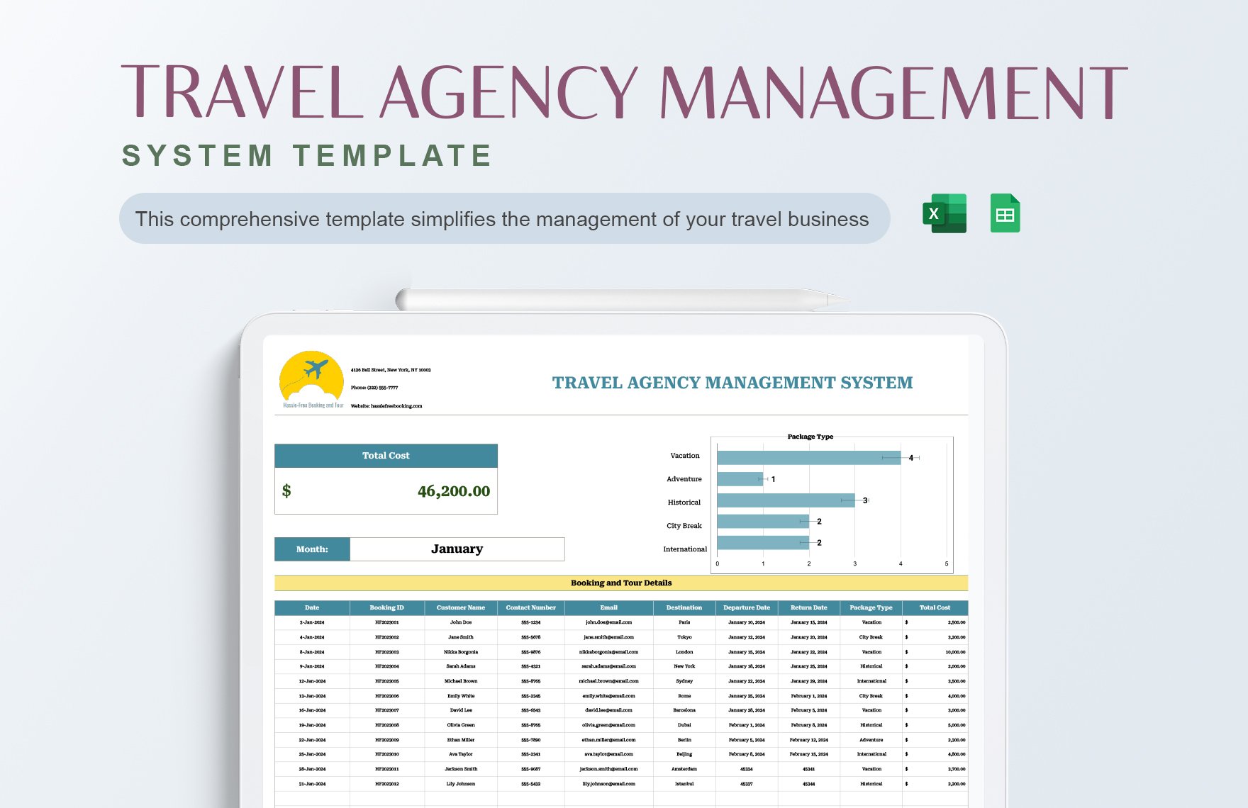 Travel Agency Management System Template