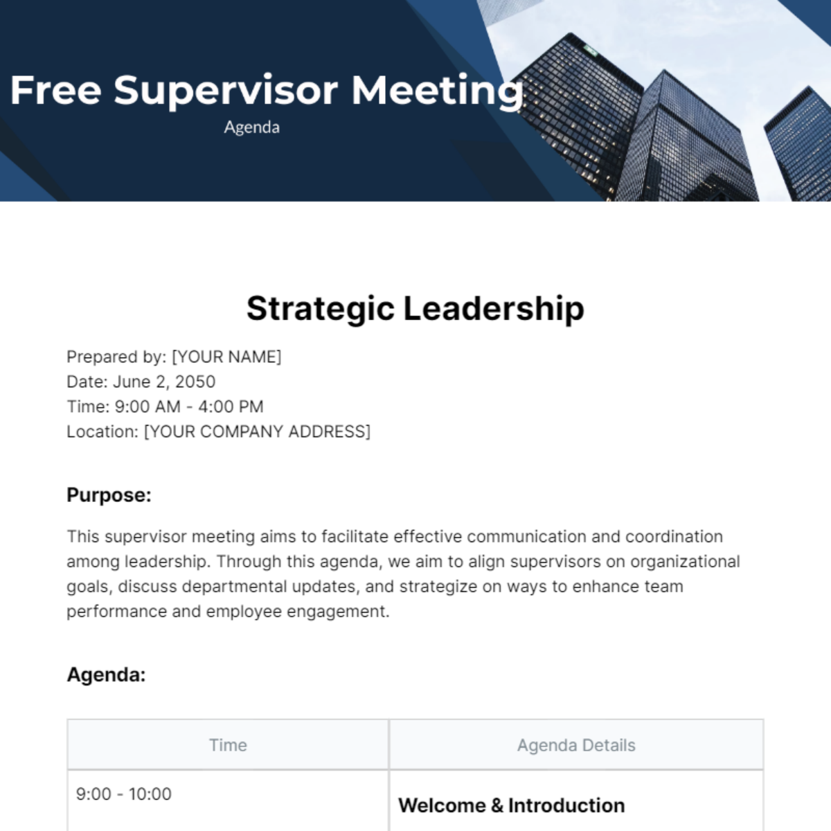 Supervisor Meeting Agenda  Template