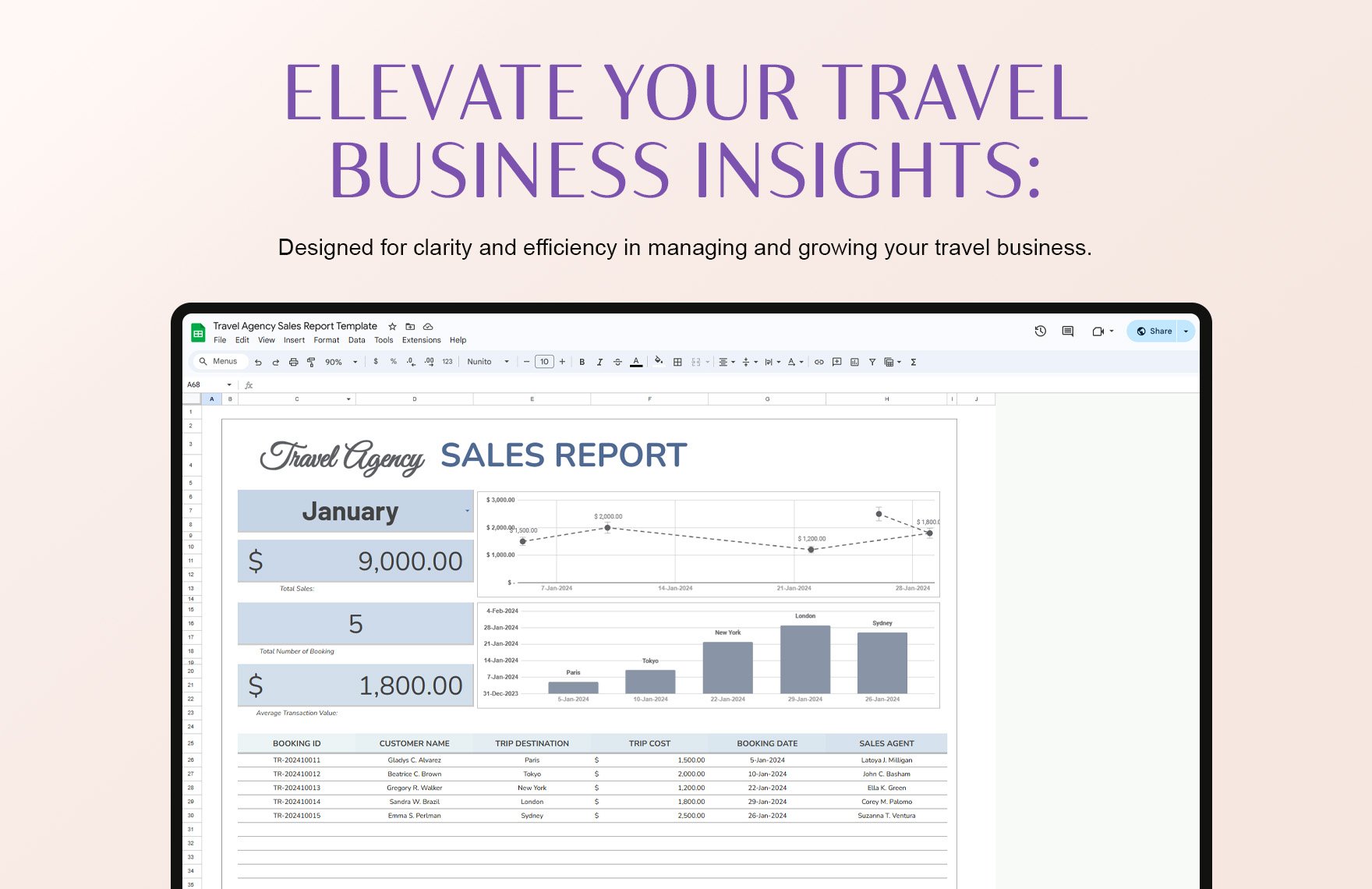 travel agency sales report
