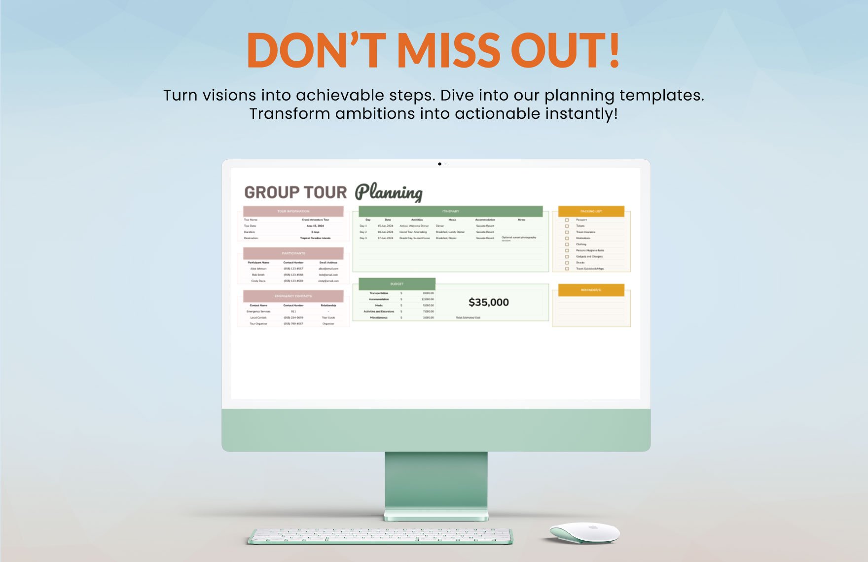 Group Tour Planning Template