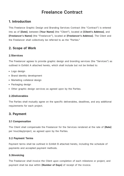 Free Freelance Contract Format Template to Edit Online