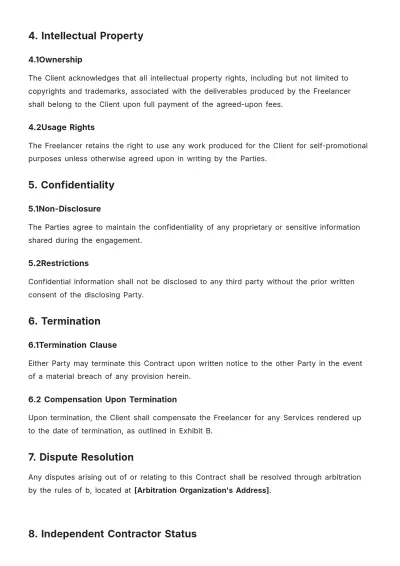 Free Freelance Contract Format Template to Edit Online