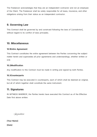 Free Freelance Contract Format Template to Edit Online