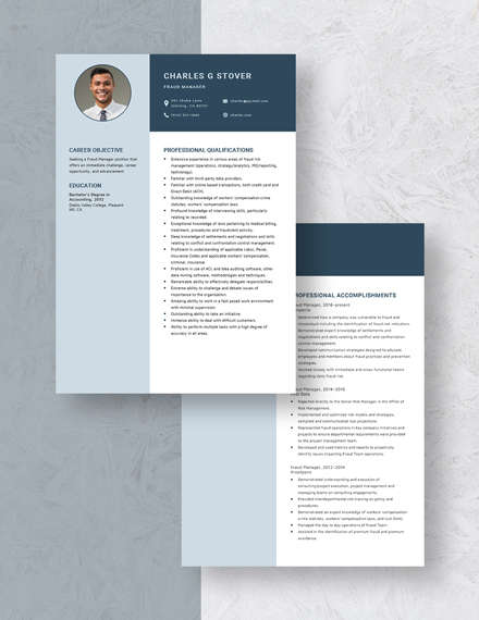 Fraud Manager Resume  Download