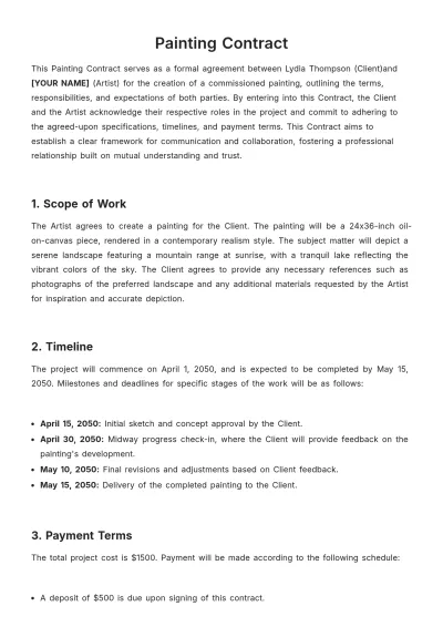 Free Painting Contract Template to Edit Online