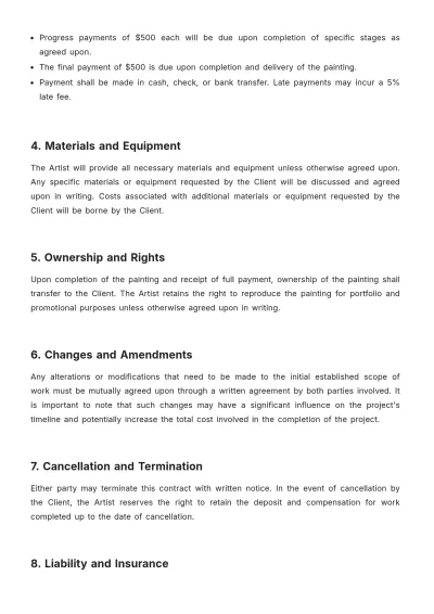 Free Painting Contract Template to Edit Online