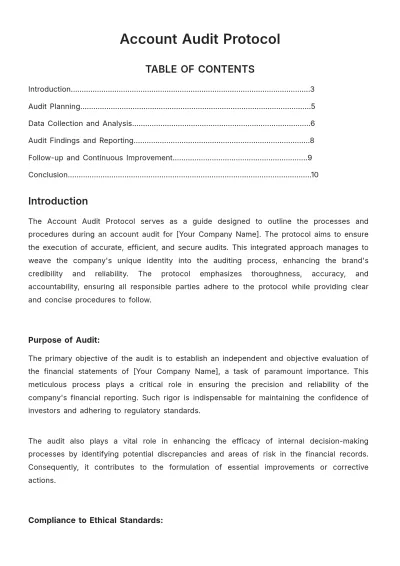 Free Account Audit Protocol Template to Edit Online