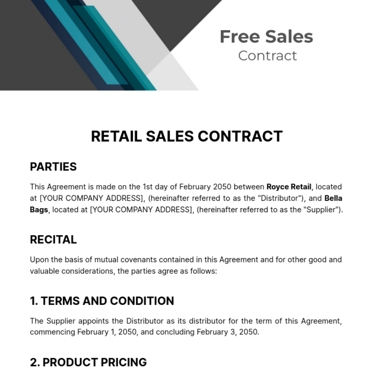 Sales Contract Template - Edit Online & Download